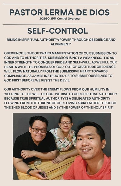 Self-Control — Pastor Lerma De Dios