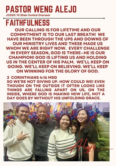 Faithfulness — Pastor Weng Alejo