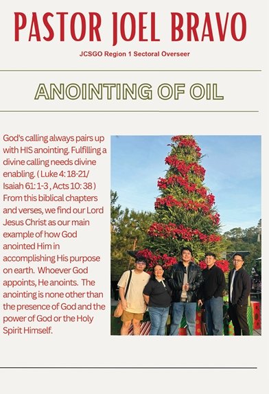 The Anointing of Oil — Pastor Joel Bravo